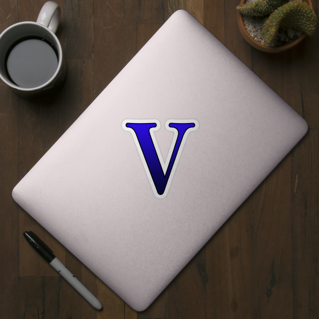 Blue Roman Numeral 5 V by Numerica